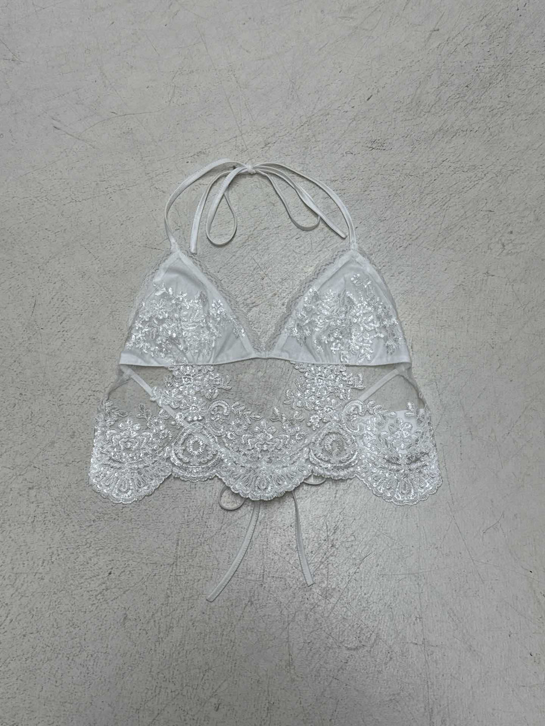 Damen Spitzentop mit breiten Trägern und gerafftem Bustier Drune