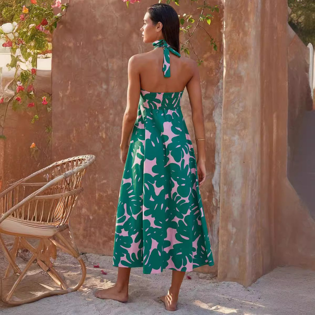 Damen Maxikleid mit floralem Bandeau-Design und elegantem Schwingrock Drune