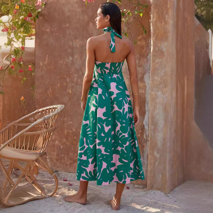 Damen Maxikleid mit floralem Bandeau-Design und elegantem Schwingrock Drune