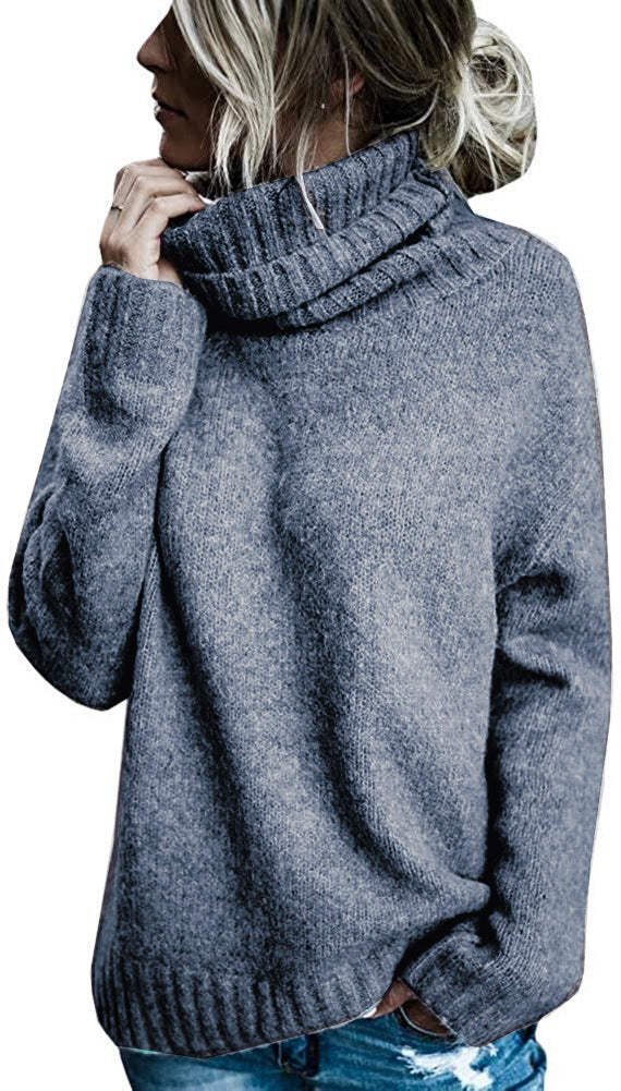 Damen Grobstrickpullover mit hohem Kragen und lässigem Schnitt Drune