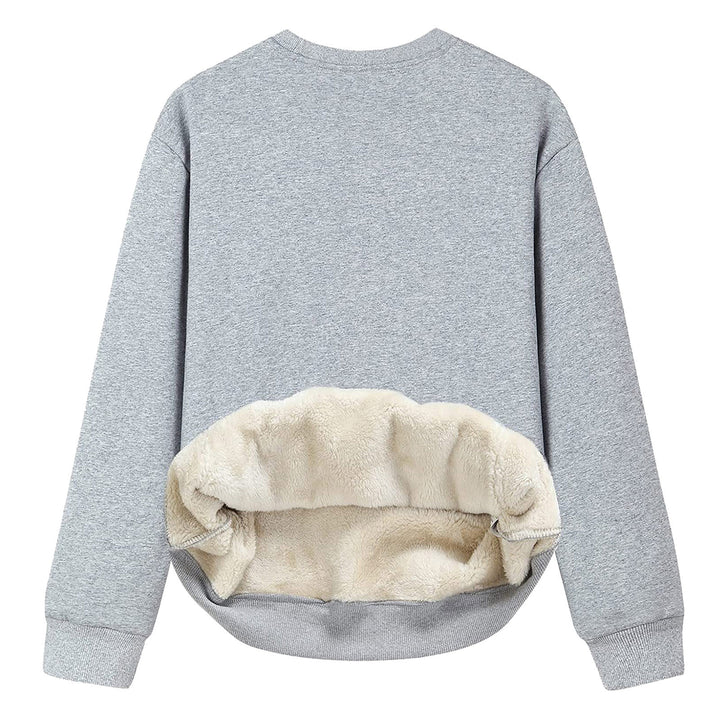 Damen Kuscheliger Sweatshirt mit weichem Innenfutter und Rundhalsausschnitt Drune