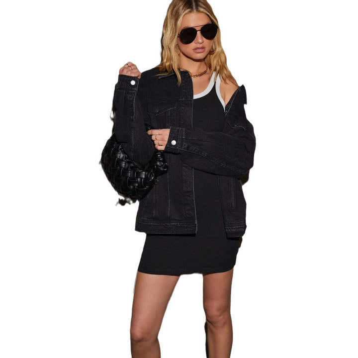 Damen lässige Denimjacke im Oversized-Schnitt Drune