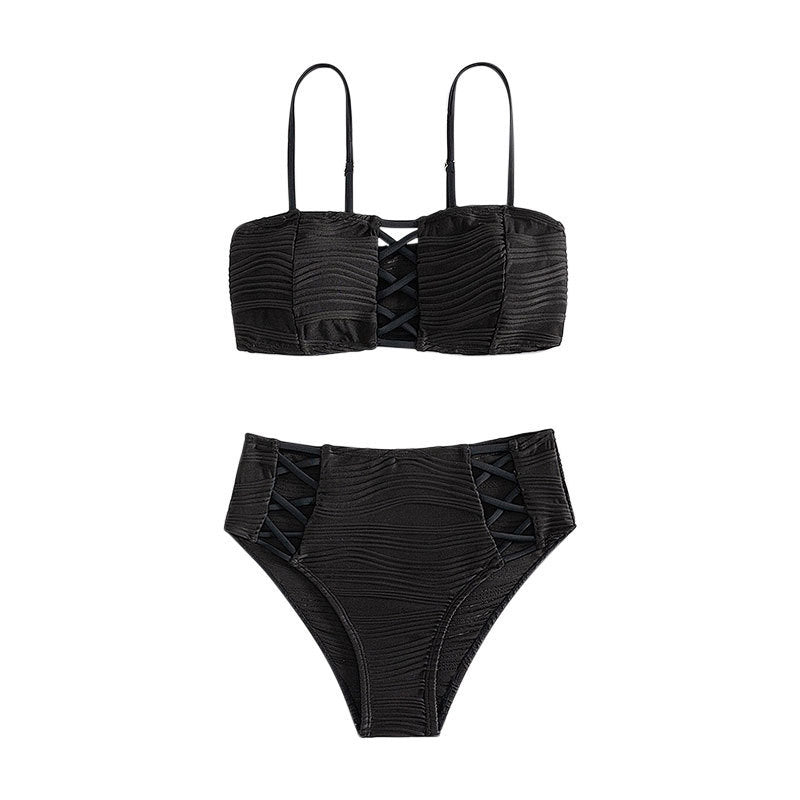 Damen Hochgeschnittener Wickelbikini mit Raffung Drune