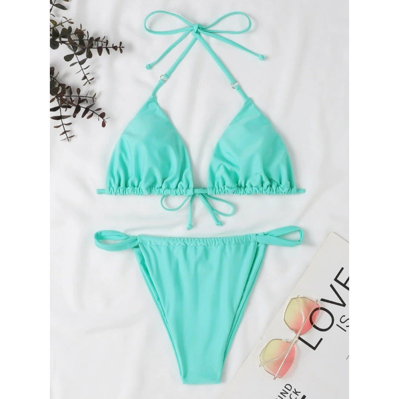 Damen Triangel-Bikini mit verstellbaren Bindebändern und elastischem Bund Drune
