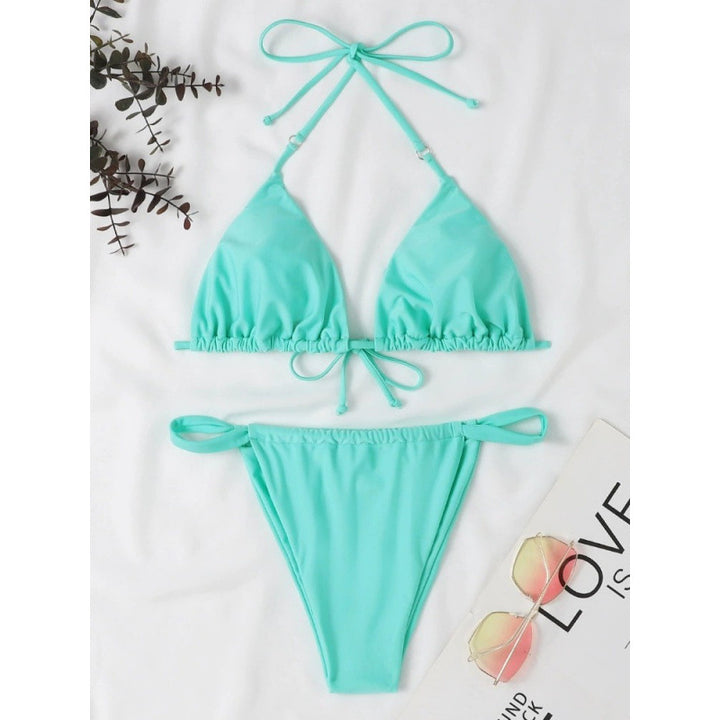 Damen Triangel-Bikini mit verstellbaren Bindebändern und elastischem Bund Drune