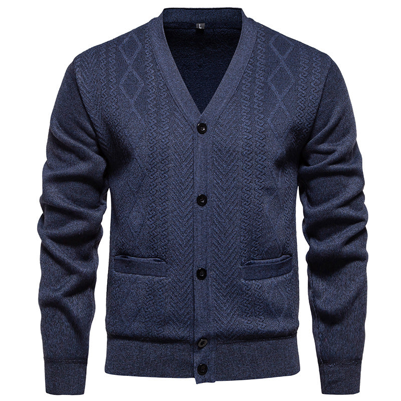 Herren klassische Strickjacke mit strukturiertem Design und praktischen Taschen Drune