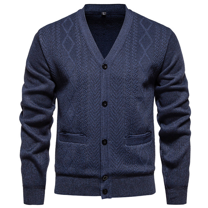 Herren klassische Strickjacke mit strukturiertem Design und praktischen Taschen Drune