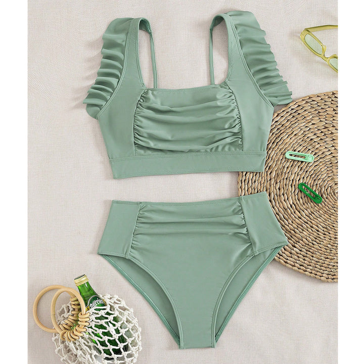 Damen Hochtaillierter Bikini mit Rüschendetails Drune