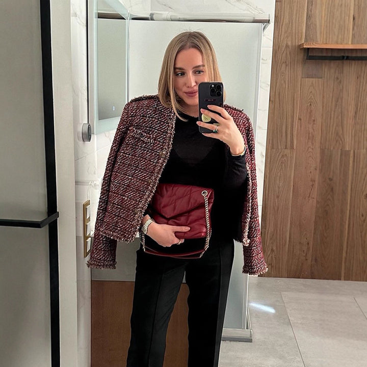 Damen modische Tweedjacke mit edlen Details Drune