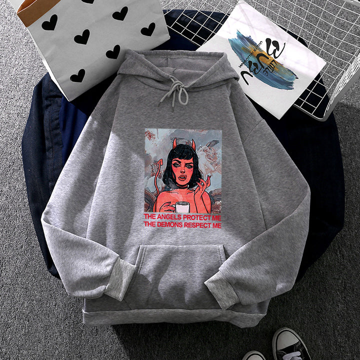 Damen Hoodie mit kreativem Grafikdruck Drune