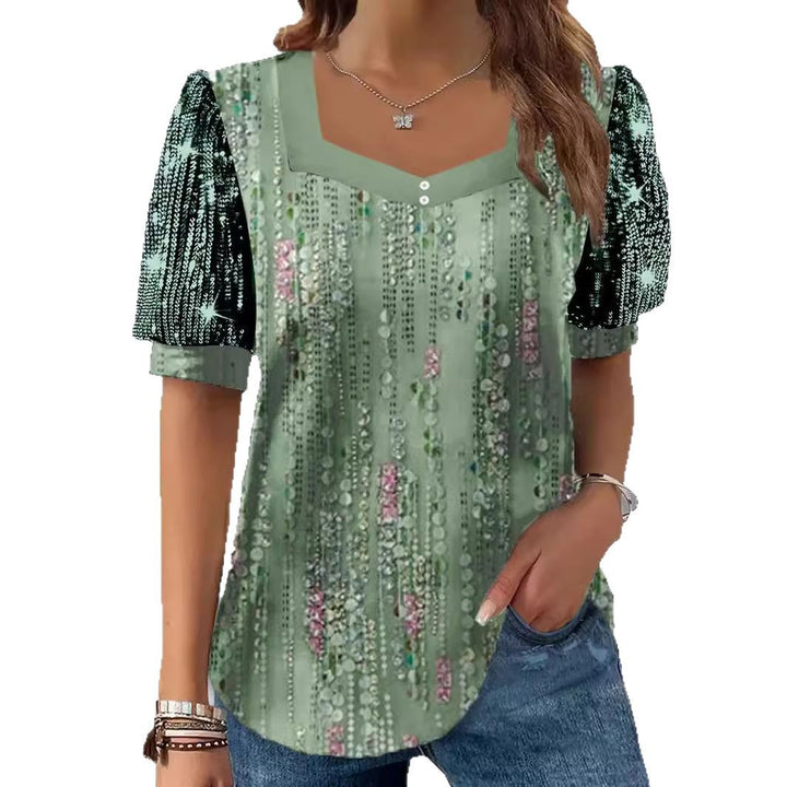 Damen Glitzernde V-Pullover Bluse Drune