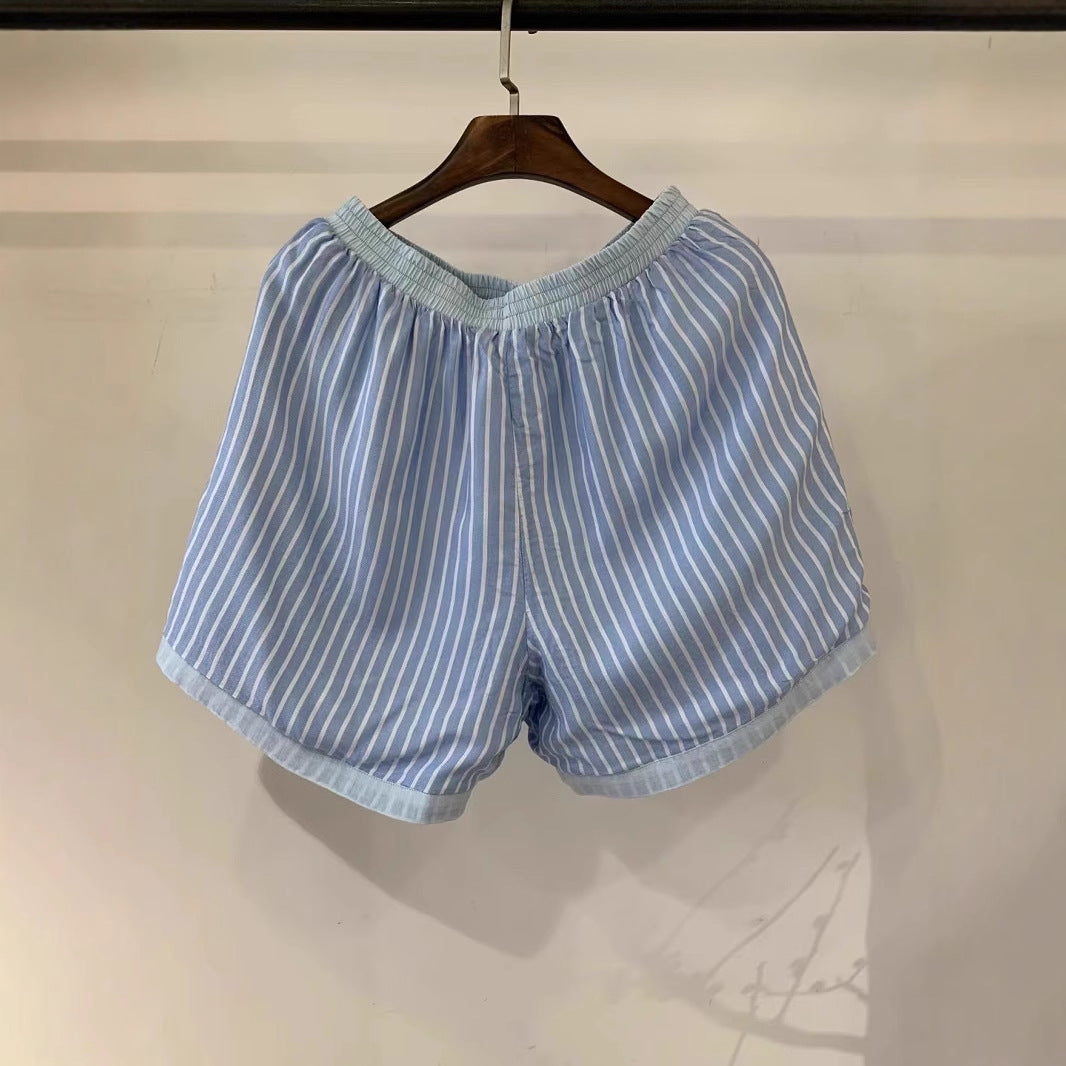 Damen Leichte Hoch-taillierte Leinen Shorts Drune