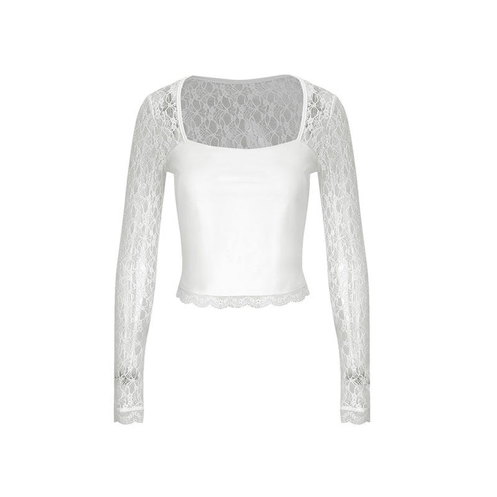 Damen Spitzentop mit langen Ärmeln und elegantem Schnitt Drune
