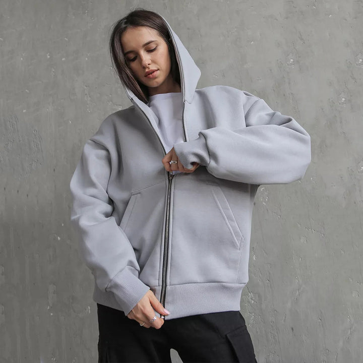 Damen Hoodie mit oversized Passform und durchgehendem Reißverschluss Drune
