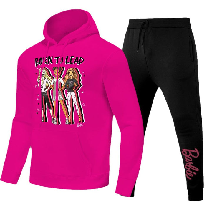 Damen Hoodie und Jogginghose Set mit inspirierendem Barbie-Motiv Drune