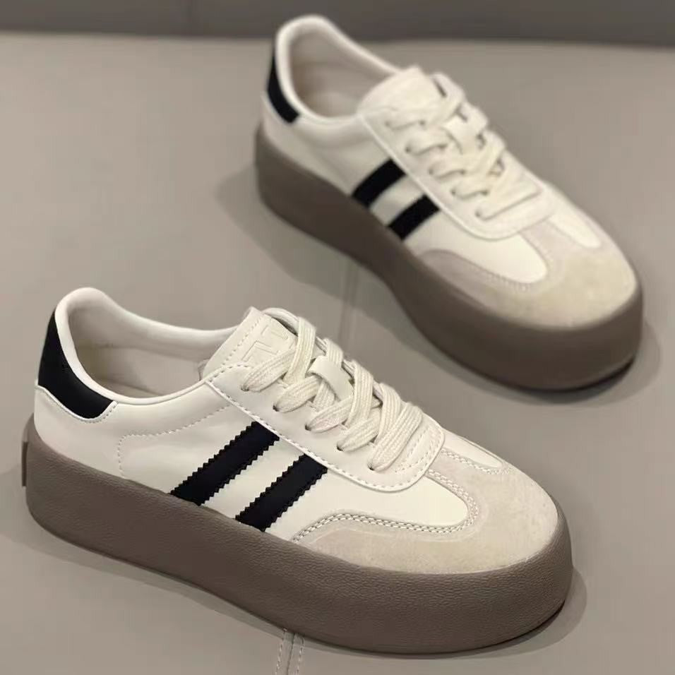 Damen Plateausneakers mit eleganter Oberflächenstruktur und rutschfester Sohle Drune