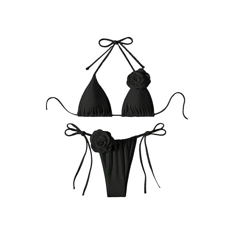 Damen Triangel-Bikini mit verspielten Blumenapplikationen Drune
