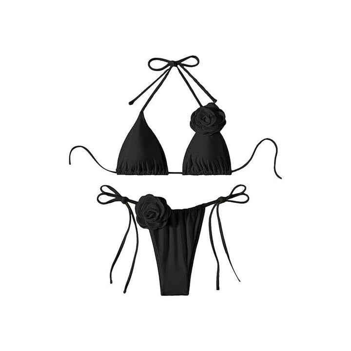 Damen Triangel-Bikini mit verspielten Blumenapplikationen Drune