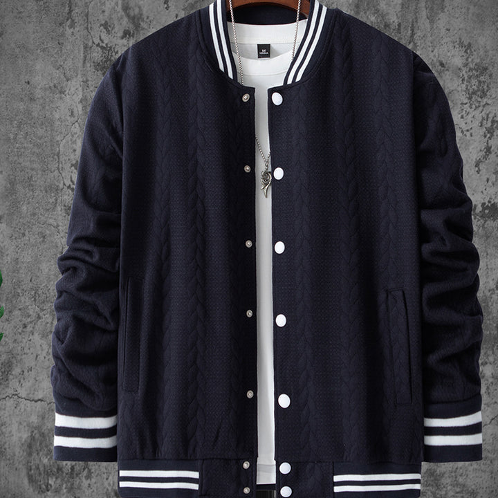 Herren stylische Bomberjacke mit strukturiertem Strickmuster und sportlichen Akzenten Drune
