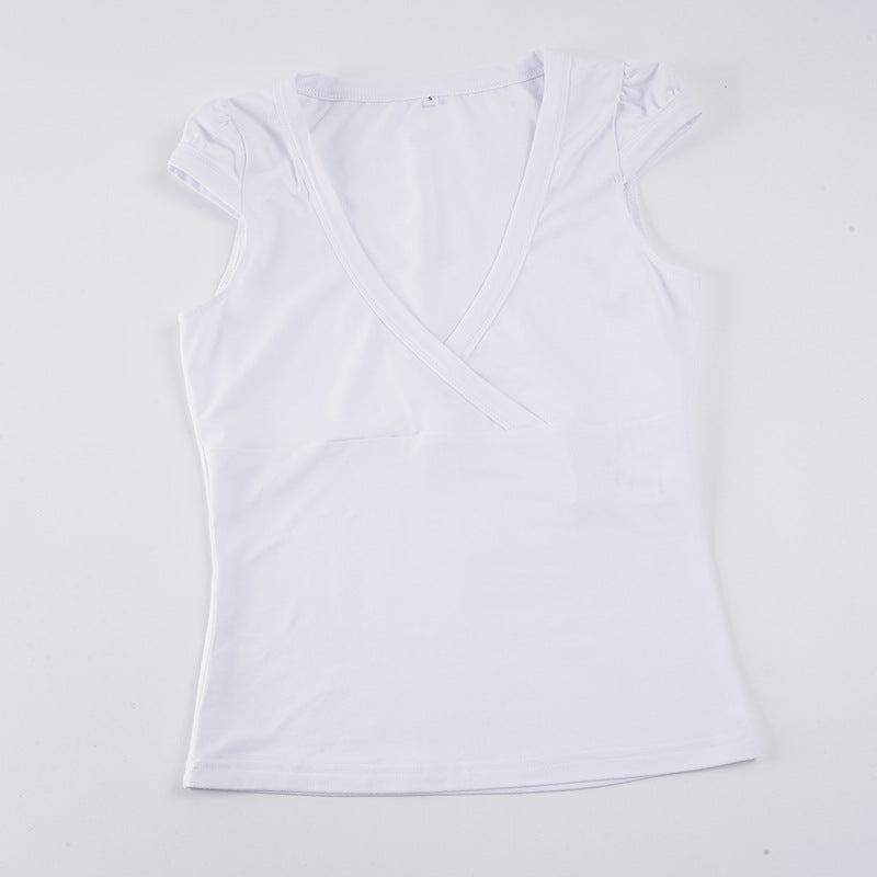 Damen Wickelshirt mit elegantem V-Ausschnitt und figurbetontem Schnitt Drune