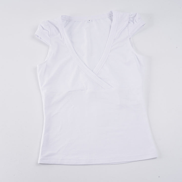 Damen Wickelshirt mit elegantem V-Ausschnitt und figurbetontem Schnitt Drune