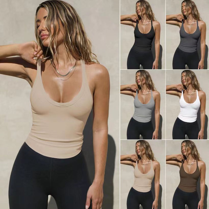 Damen Sportliches Tanktop mit tiefem V-Ausschnitt und schmalem Schnitt Drune