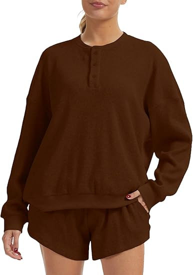 Damen Lässiger Oversized Pullover und Shorts Set Drune