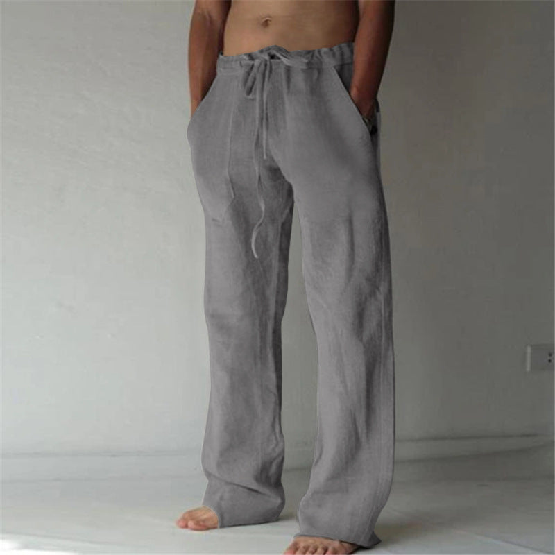 Herren nan lockere Leinenhose mit weitem Bein und Kordelzugbund Drune