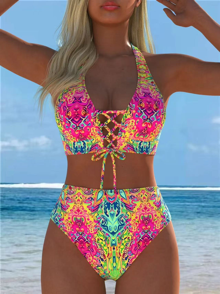 Damen Hochgeschnittener Bikini mit elegantem Schnürdetail Drune