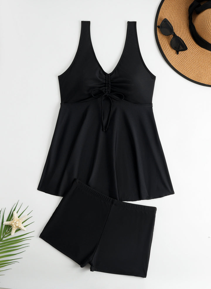 Damen Tankini-Set mit modischem Volant und grafischem Pfauenmuster Drune