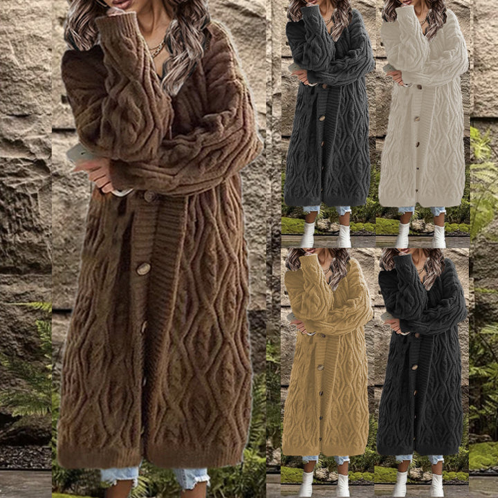 Damen Grobstrick-Kurzjacke mit strukturiertem Zopfmuster und Knopfdetails Drune