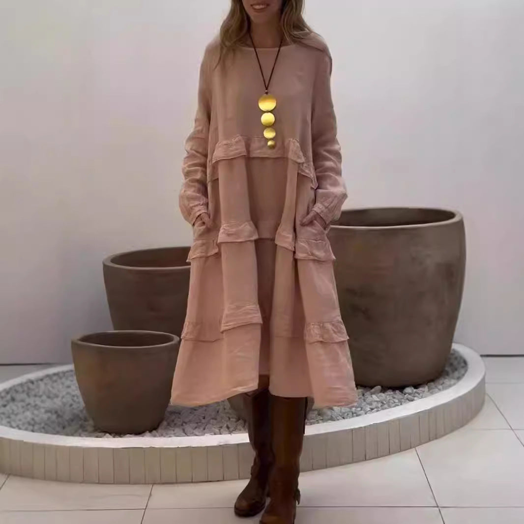 Drune | Rüschengerundhalslangärmeliges Kleid