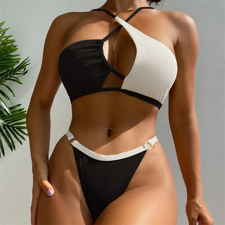 Damen Zweiteiliges Bikini-Set mit asymmetrischem Design Drune
