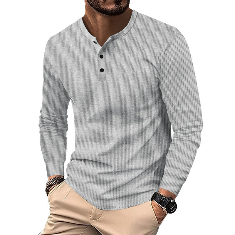 Herren Langarm-Henley-Shirt aus atmungsaktivem Strukturstoff Drune