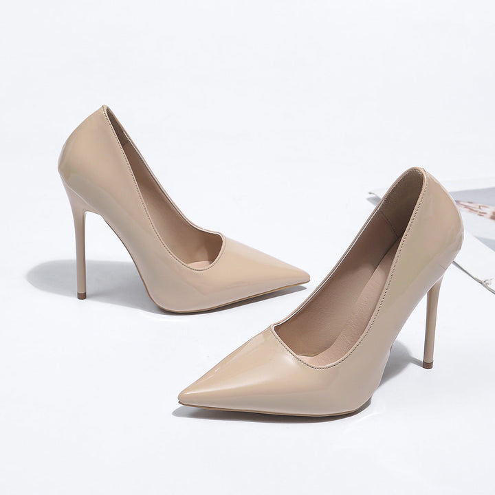 Damen spitze Lackpumps mit hochglänzendem Finish Drune
