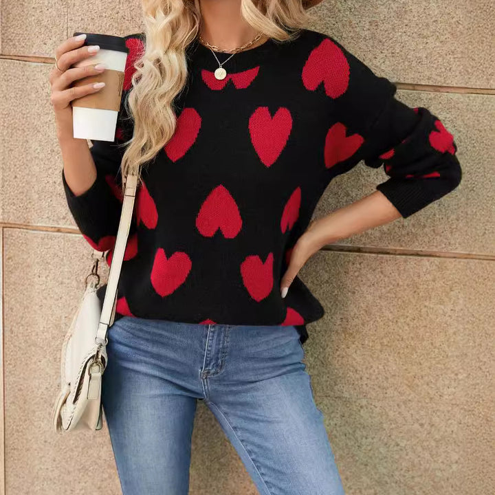 Damen Pullover mit Herzmuster Drune