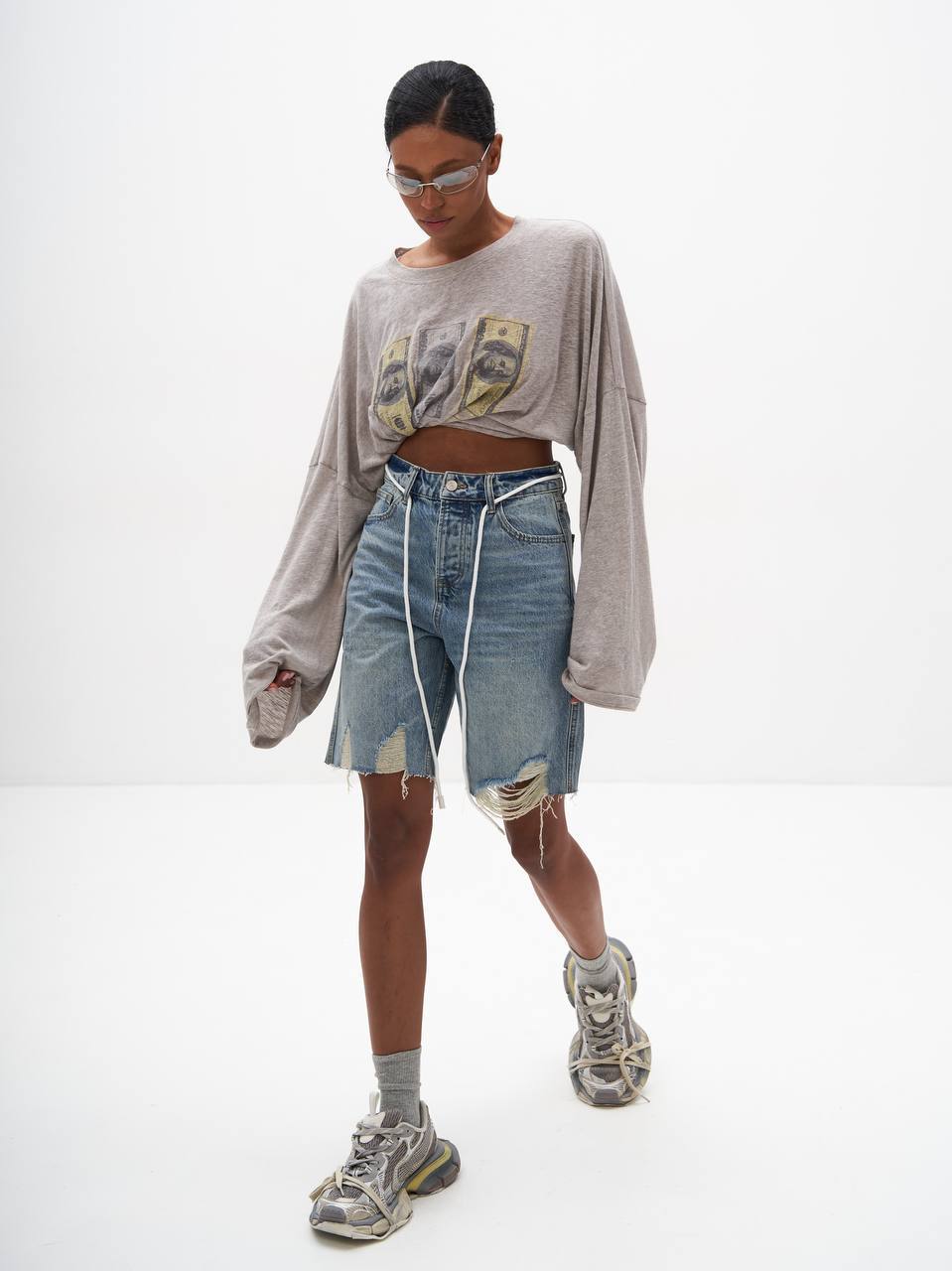 Damen Oversized Sweatshirt mit kreativem Frontprint und lässigem Schnitt Drune