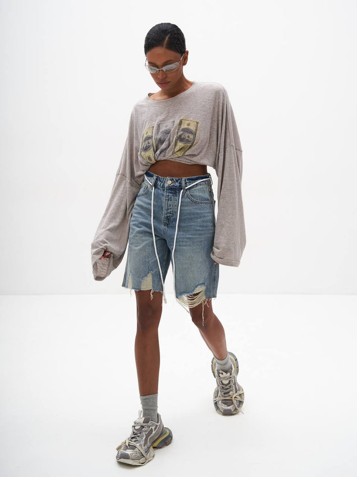 Damen Oversized Sweatshirt mit kreativem Frontprint und lässigem Schnitt Drune