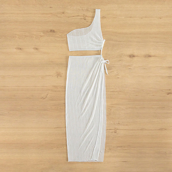 Damen Tragefreundliches Wickelkleid mit asymmetrischem Oberteil und elastischem Bund Drune