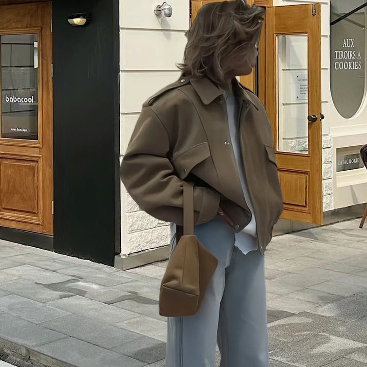 Damen Oversize Jacke mit funktionalen Taschen und weichem Futter Drune