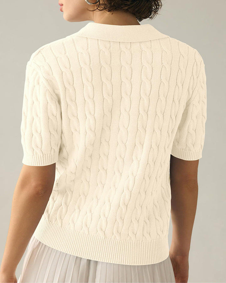 Drune | Polo-Kragen Twist Strickpullover
