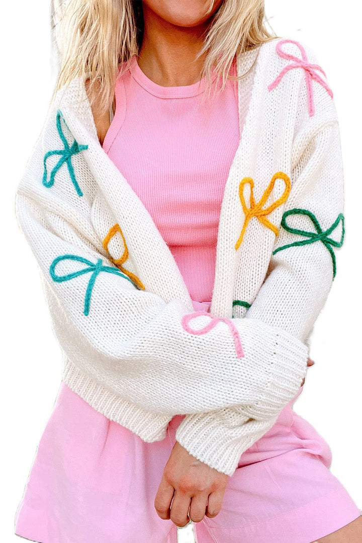 Damen Strickjacke mit verspielten Schleifenapplikationen Drune