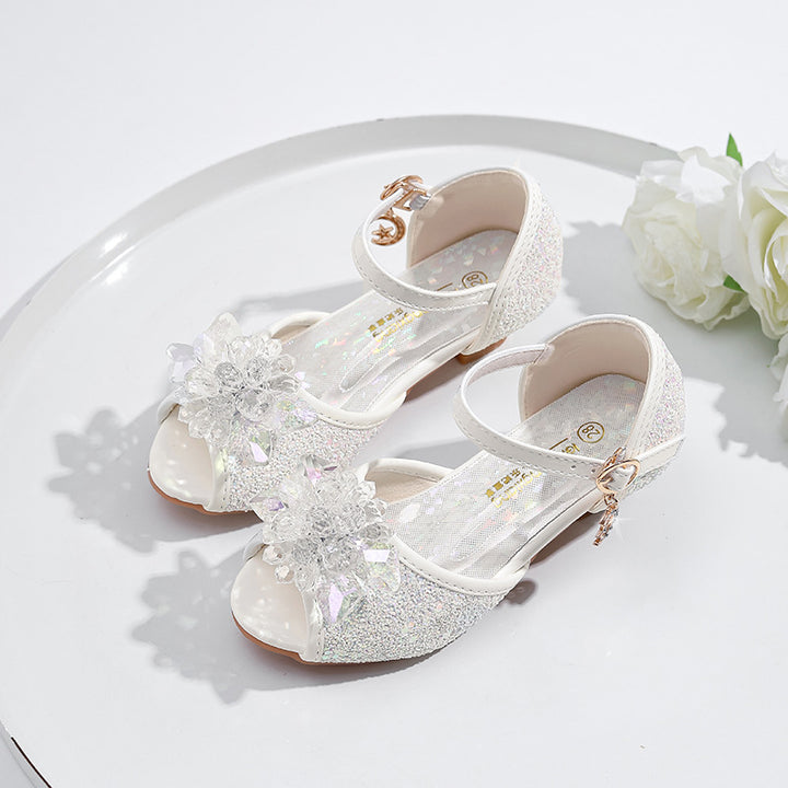 Mädchen Glitzernde Festtagschuhe mit Blumenapplikation Drune