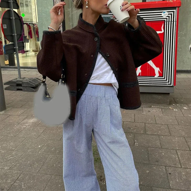 Damen modische oversized Wolljacke Drune