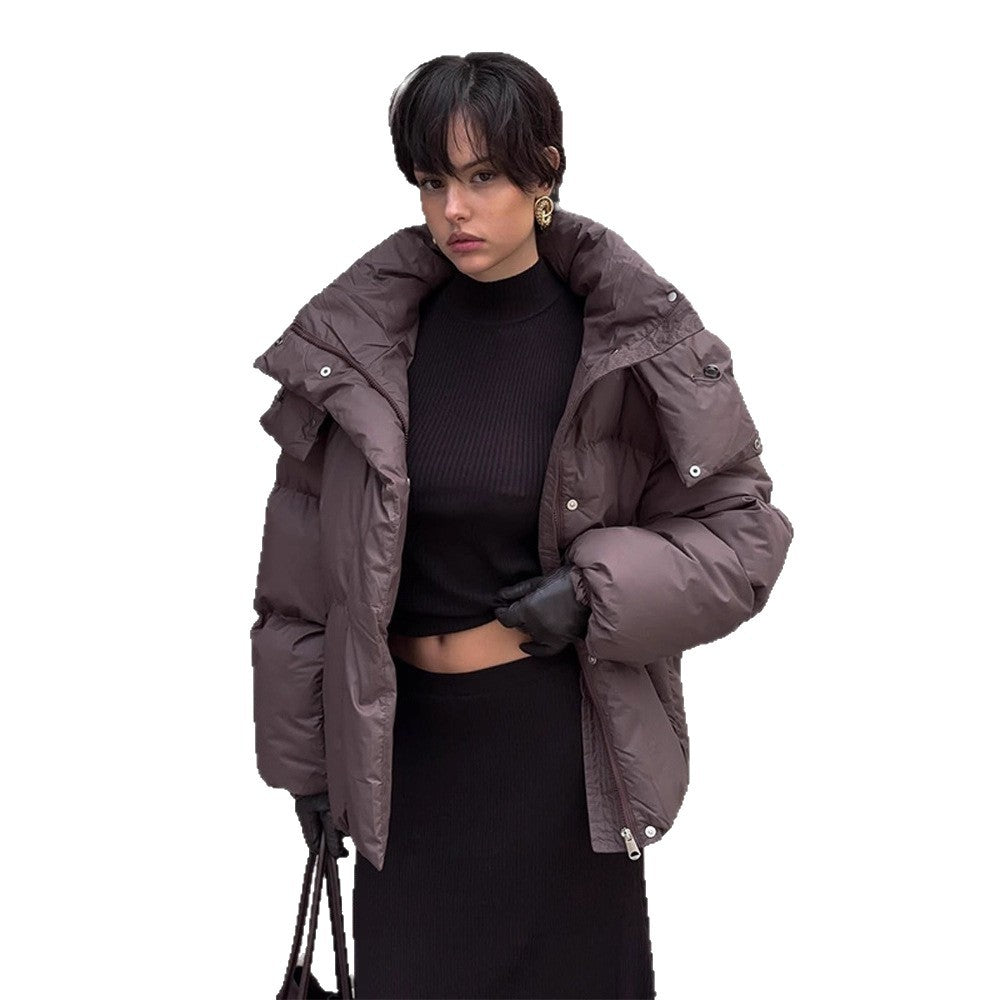 Damen Oversized Daunenjacke mit modischem Stehkragen Drune