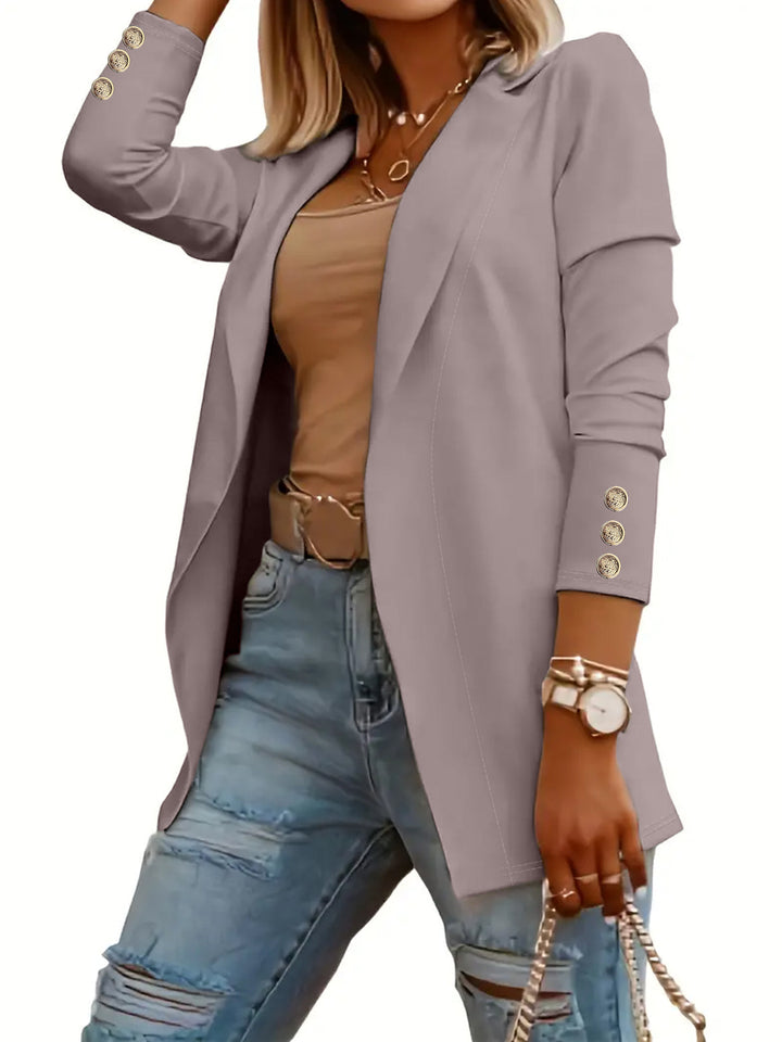 Damen Eleganter Blazer mit glamourösen Knöpfen und taillierter Passform Drune