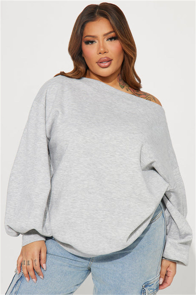 Damen lässiger Oversized Sweatpullover mit asymmetrischem Schnitt Drune