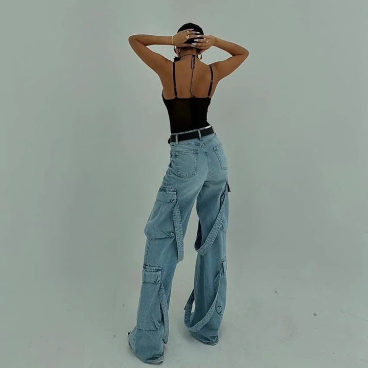 Damen Cargo-Jeans mit einzigartigen Applikationen und auffälligem Design Drune