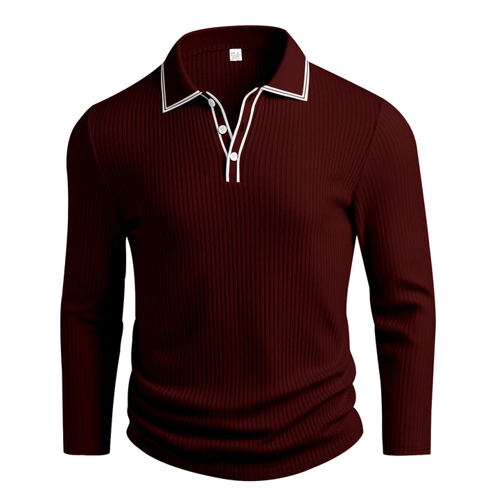 Herren Langarm-Polohemd mit strukturiertem Design Drune
