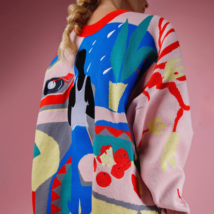 Damen kreativer Pullover mit einzigartigem Kunst-Design Drune